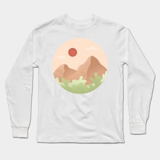 Mountains in pink sky Long Sleeve T-Shirt